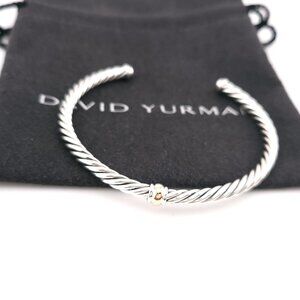 DAVID YURMAN Sterling Silver & 14k Gold Cable 4mm Flex Station 7 Inch Bracelet